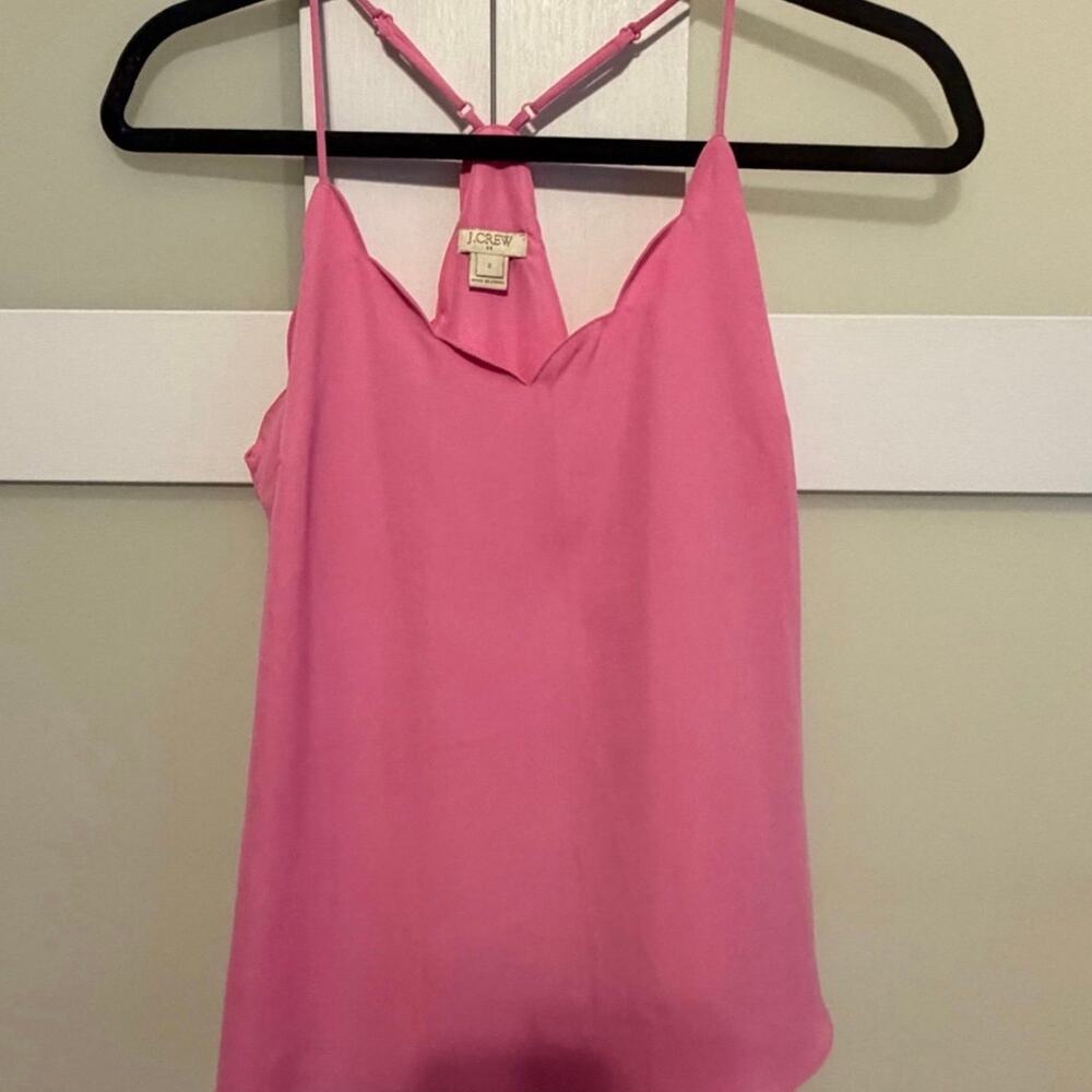 J.Crew Women’s Pink Racerback Scalloped Cami Tank Top Size 2